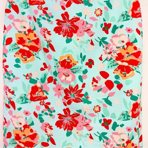 J. Crew Factory Mint 100% Cotton Vibrant Red Floral Pencil Skirt - Picture 13 of 15